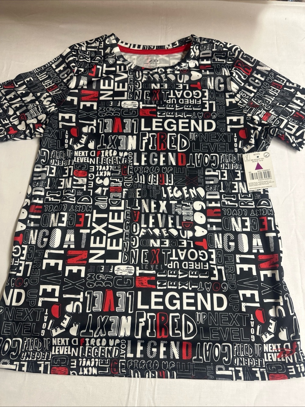 Pro Player Kids Short Sleeve Tee in Black White and Red Graphic Print